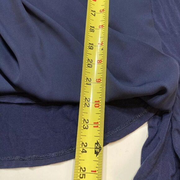 White House Black Market WHBM Navy Drape Crossover Front Blouse Size Small - Picture 12 of 12